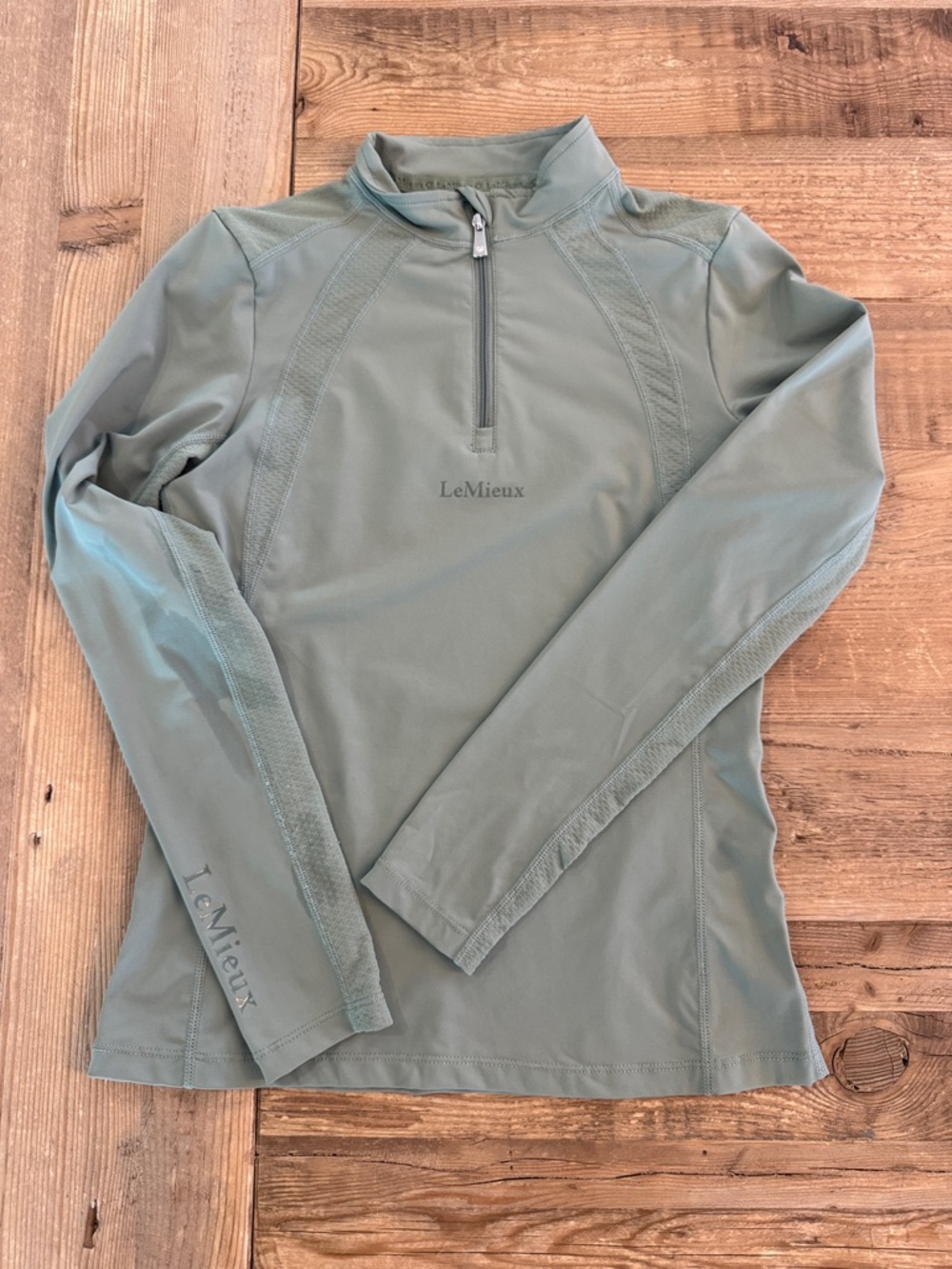 LeMieux Sage Green Half-Zip Performance Top Girls 11/12